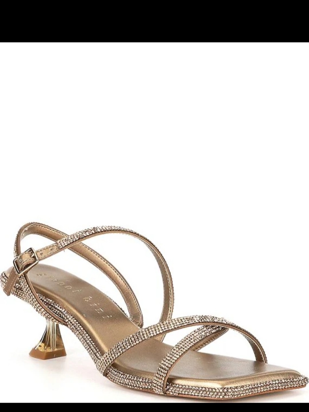 Gianni Bini Gold-Tone Rhinestone Strappy Kitten Heel Sandals